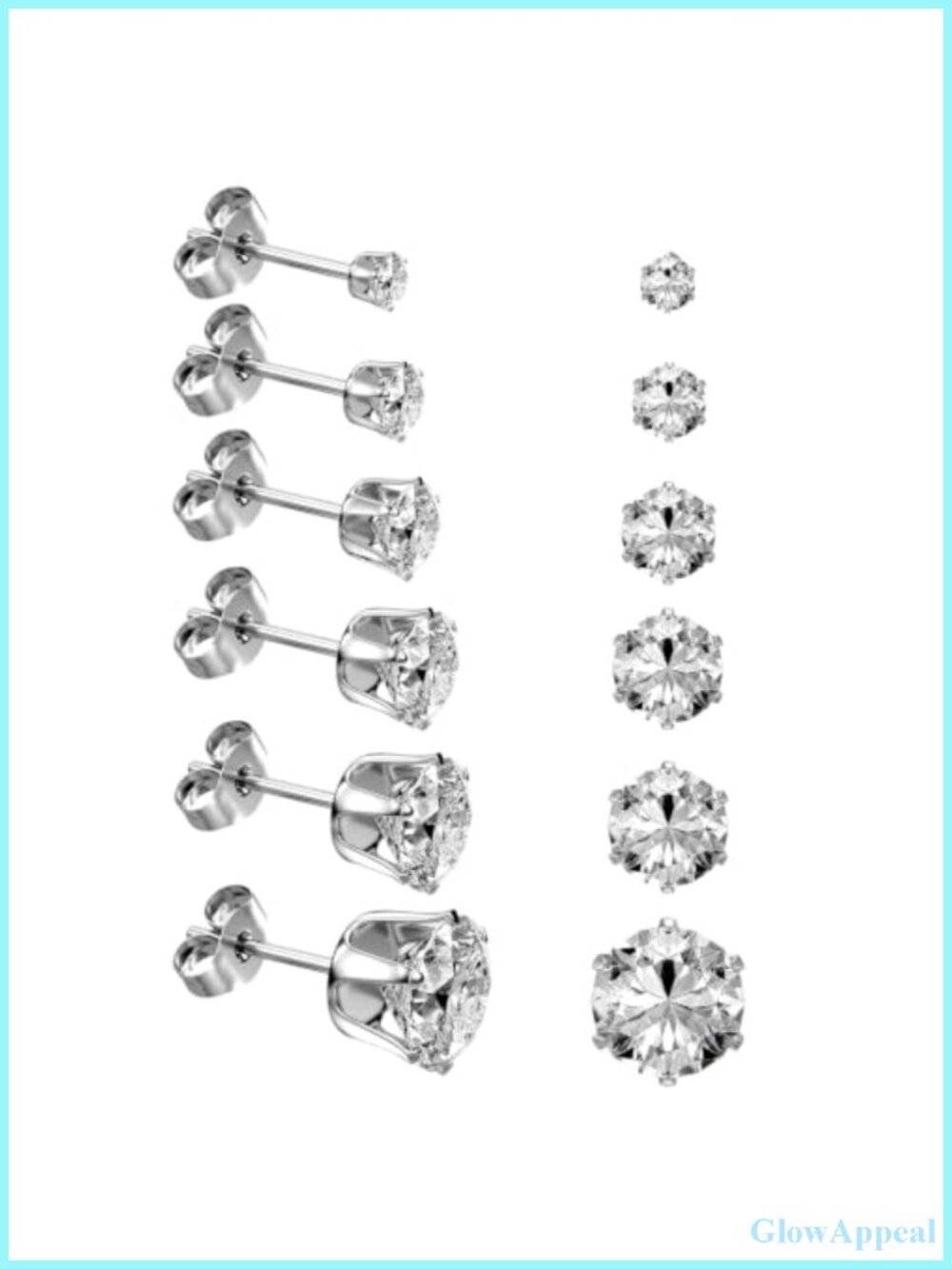 6 Pairs Stainless Steel Stud Earrings Set for Women Men Hypoallergenic